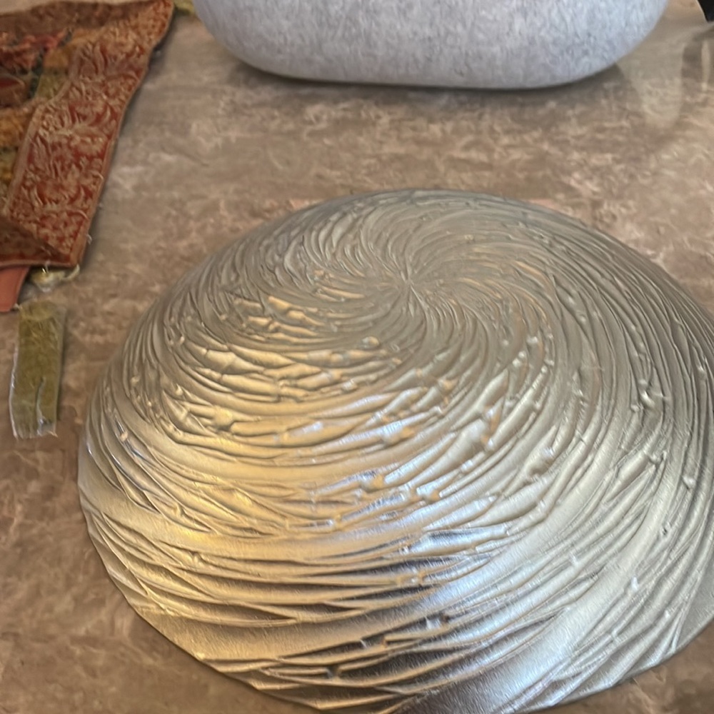 - Hand made swirl iridescent sliver gold glass glass round bowl silvering - Picture 2 of 2